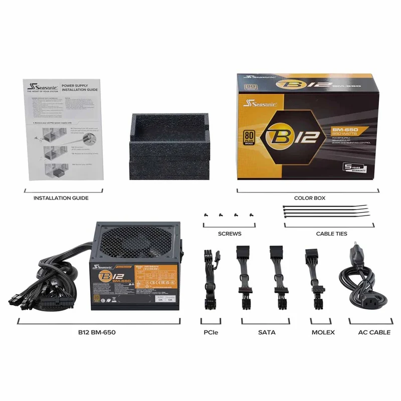 Seasonic B12 BM-650 650W 80+ Bronze Semi-Modular Power Supply
