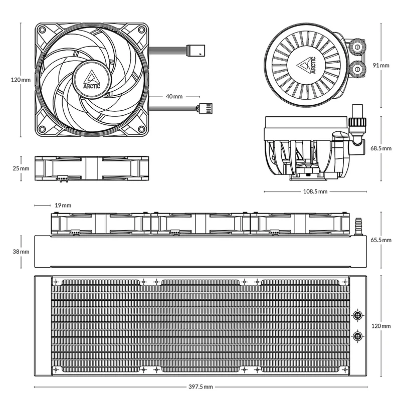 Arctic Liquid Freezer III 360 A-RGB Multi Compatible AIO CPU Water Cooler (Black, White) (ACFRE00144A, ACFRE00152A)