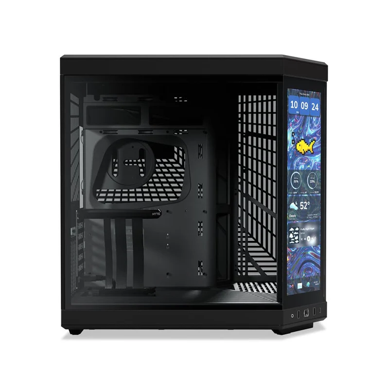 Hyte Y70 Touch Infinite 3rd Gen Dual Chamber ATX Mid Tower Modern Aesthetic Case with 14.9" LCD Screen (Snow White, Pitch Black) (CS-HYTE-Y70TTI-WW, CS-HYTE-Y70TTI-BB)