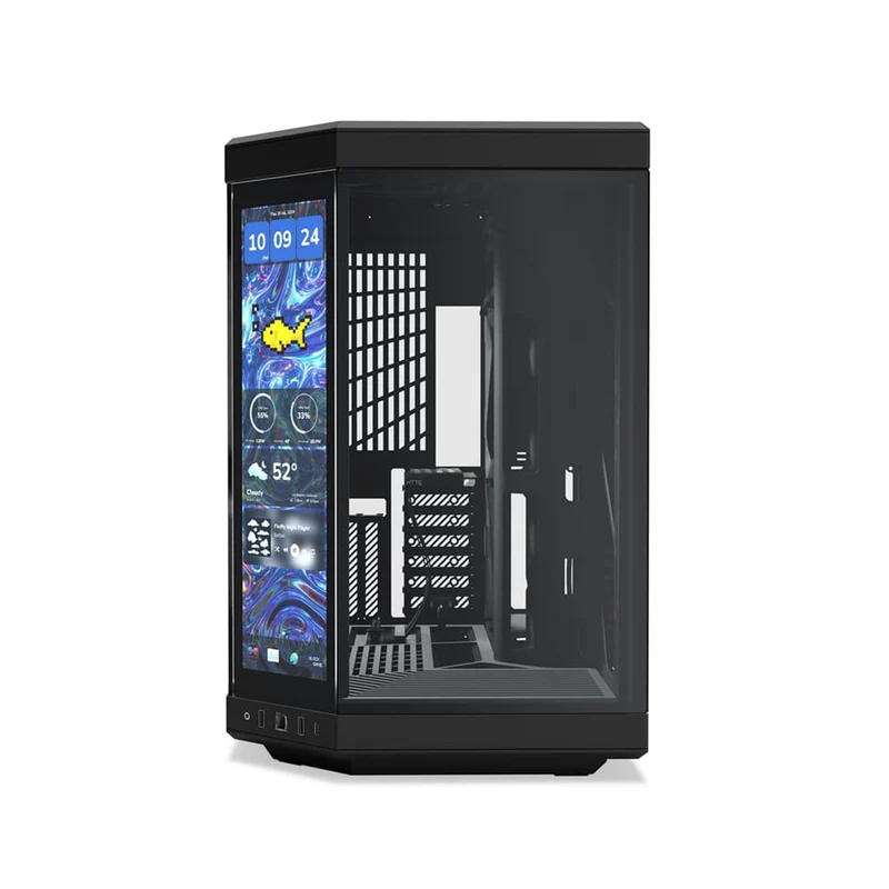 Hyte Y70 Touch Infinite 3rd Gen Dual Chamber ATX Mid Tower Modern Aesthetic Case with 14.9" LCD Screen (Snow White, Pitch Black) (CS-HYTE-Y70TTI-WW, CS-HYTE-Y70TTI-BB)
