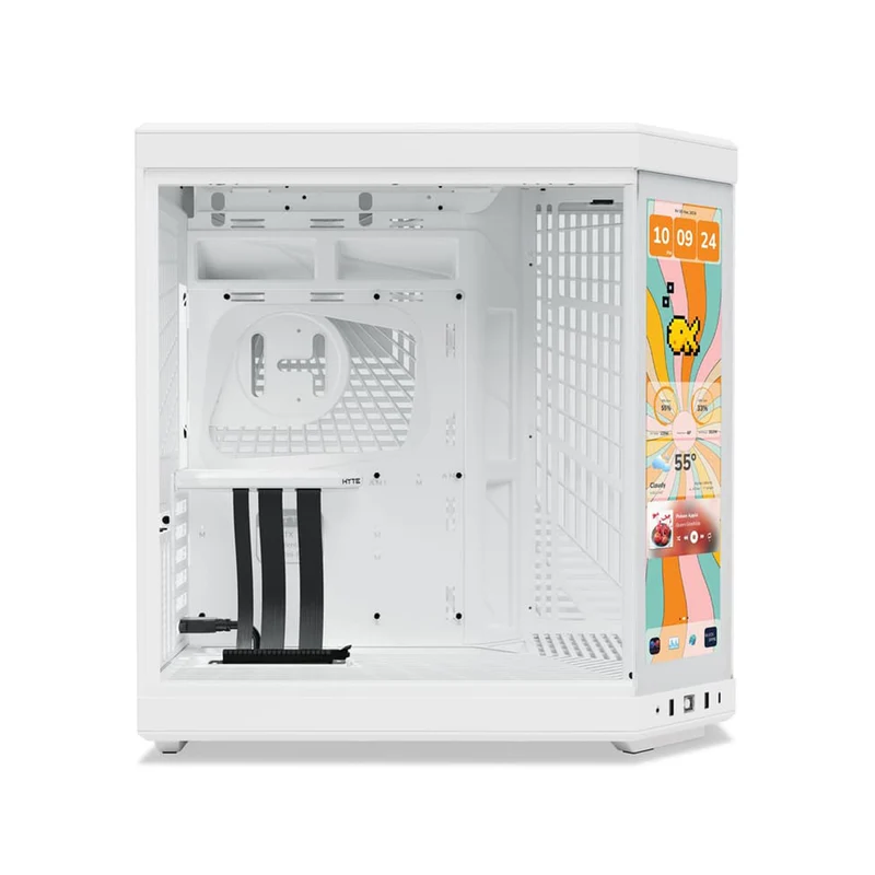 Hyte Y70 Touch Infinite 3rd Gen Dual Chamber ATX Mid Tower Modern Aesthetic Case with 14.9" LCD Screen (Snow White, Pitch Black) (CS-HYTE-Y70TTI-WW, CS-HYTE-Y70TTI-BB)
