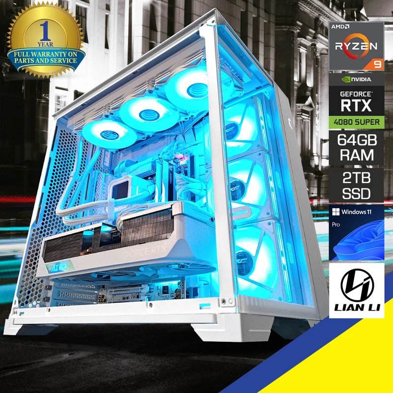 Ultra O11 Vision White Desktop Gaming PC | AMD Ryzen 9 9900X | 64 GB RAM | 2 TB SSD | RTX 4080 Super | Windows 11 Pro
