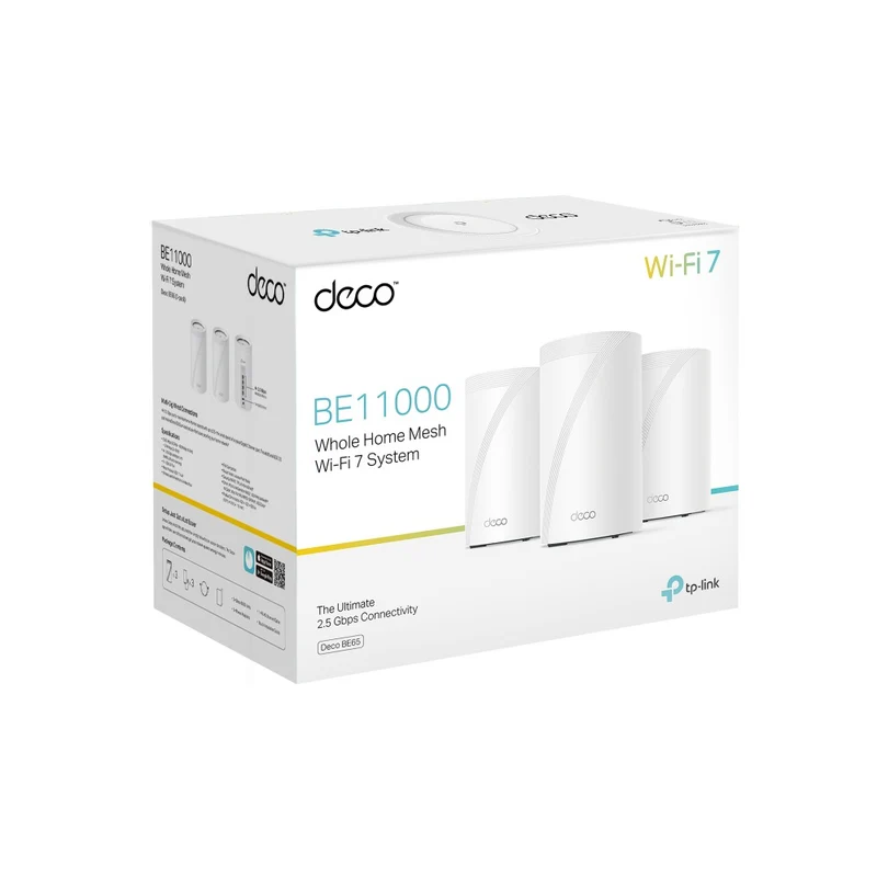 TP-Link Deco BE65 BE11000 Whole Home Mesh WiFi 7 System (1-Pack, 2-Pack, 3-Pack)