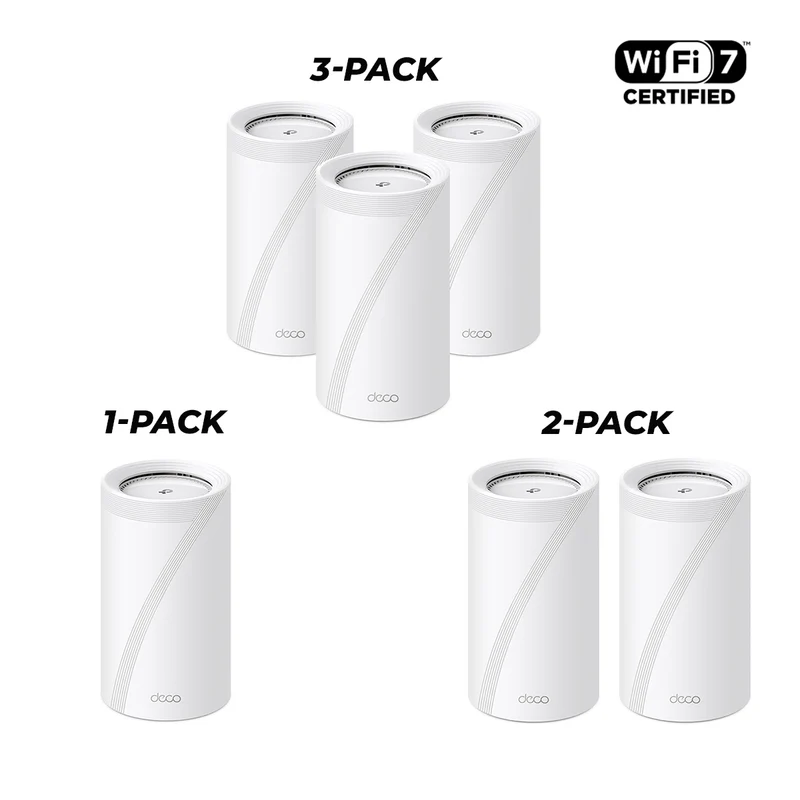 TP-Link Deco BE85 BE22000 Tri-Band Whole Home Mesh WiFi 7 System (1-Pack, 2-Pack, 3-Pack)