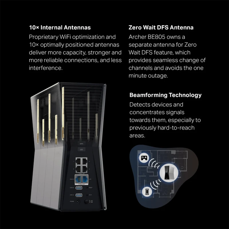 TP-Link Archer BE805 BE19000 Tri-Band Wi-Fi 7 Router