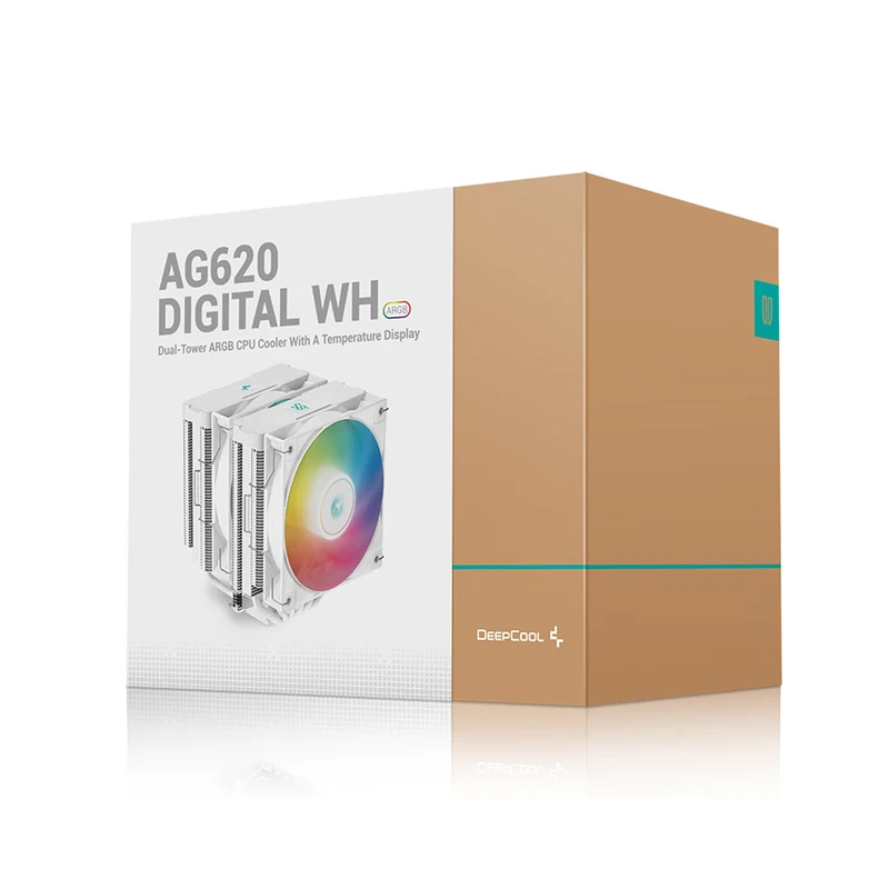 Deepcool AG620 Digital WH ARGB Dual-Tower CPU Cooler With A Temperature Display (White) (R-AG620-WHADMN-G-2)