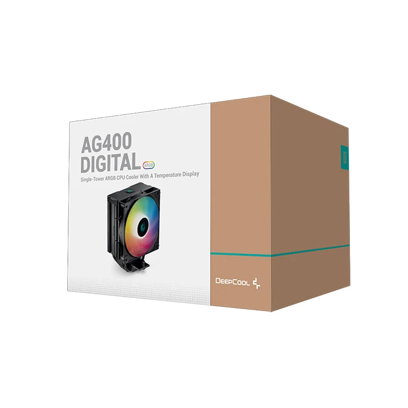 Deepcool AG400 Digital ARGB Single Tower CPU Cooler With A Temperature Display (Black, White) (R-AG400-BKADMN-G-1, R-AG400-WHADMN-G-1)