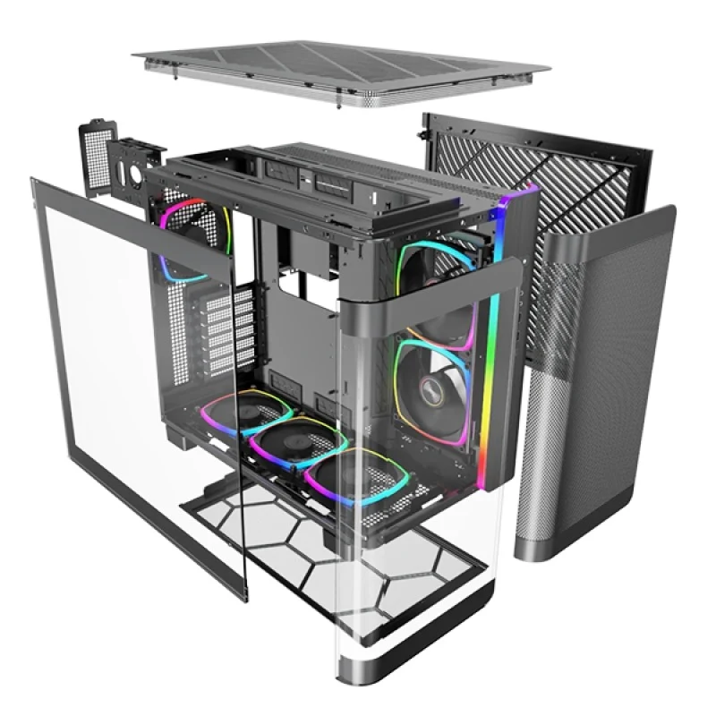 Montech King 95 Mid Tower PC Case (Black, White, Blue)