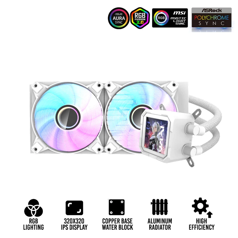 DarkFlash Wave DV240S ARGB AIO 240mm Liquid CPU Cooler (White)