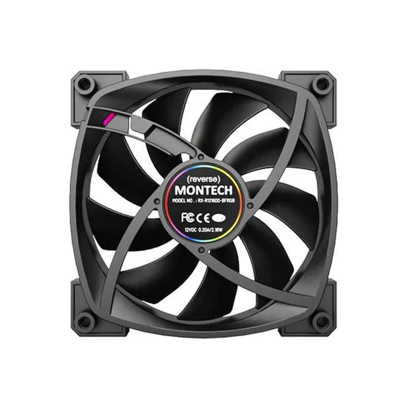 Montech RX120 PWM 120mm ARGB Reverse Single Fan Kit (Black, White)