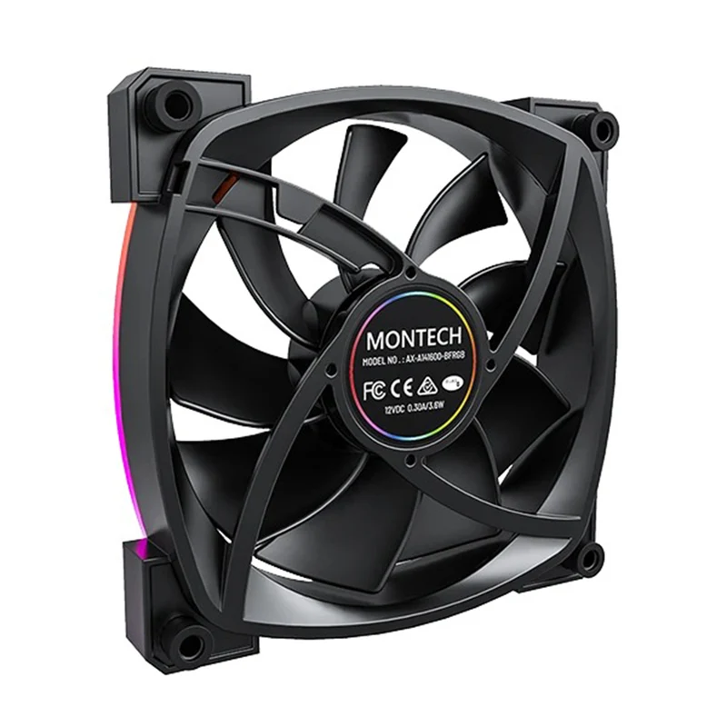 Montech AX140 PWM 140mm ARGB Single Fan Kit (Black, White)