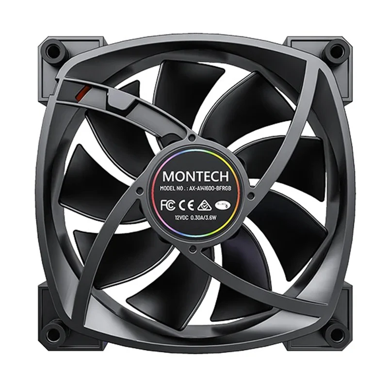 Montech AX140 PWM 140mm ARGB Single Fan Kit (Black, White)