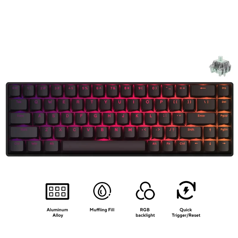 Fierce Gaming Gear Fire 68 Pro Aluminum Wired RGB Hot-Swappable Mechanical Keyboard (Black) (Gateron Magnetic Jade Customized Switch)