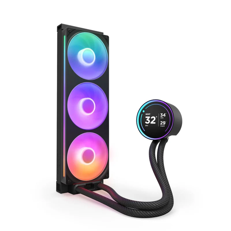 NZXT Kraken Elite 360 RGB 360mm AIO Liquid Cooler with IPS LCD & RGB Core Single-Frame Fan (Black, White) (RL-KR36E-B2, RL-KR36E-W2)