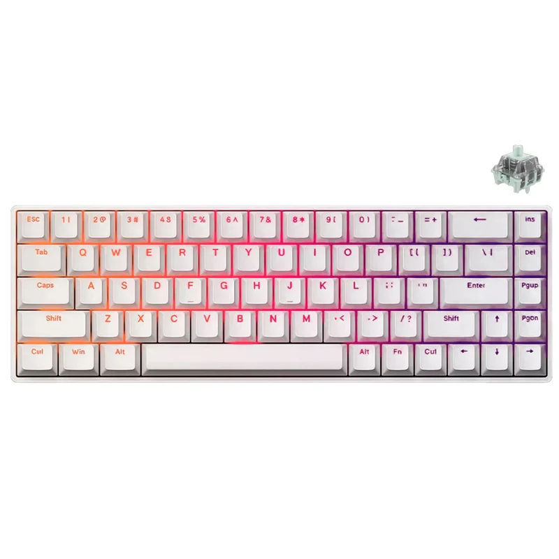 Fierce Gaming Gear Fire 68 Pro Aluminum Wired RGB Hot-Swappable Mechanical Keyboard (White) (Gateron Magnetic Jade Customized Switch)