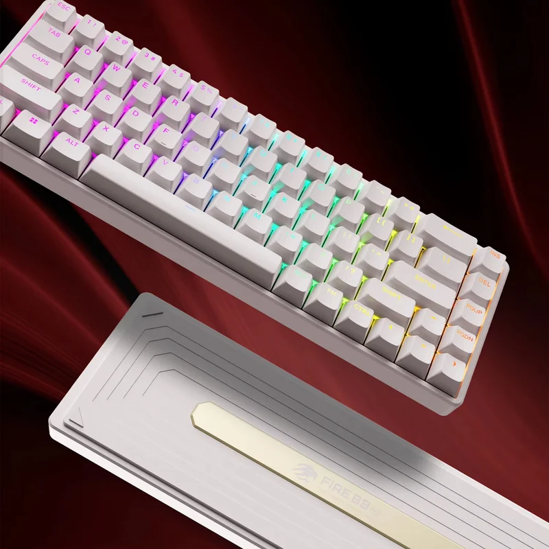 Fierce Gaming Gear Fire 68 Pro Aluminum Wired RGB Hot-Swappable Mechanical Keyboard (White) (Gateron Magnetic Jade Customized Switch)