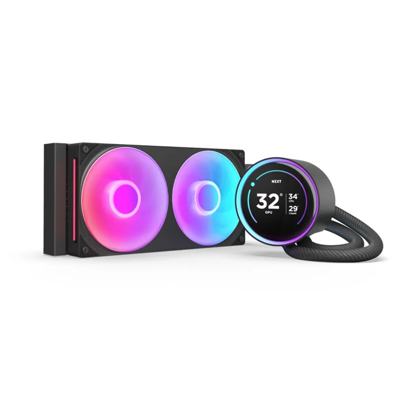 NZXT Kraken Elite 240 RGB 240mm AIO Liquid Cooler with IPS LCD & RGB Core Single-Frame Fan (Black, White) (RL-KR24E-B2, RL-KR24E-W2)