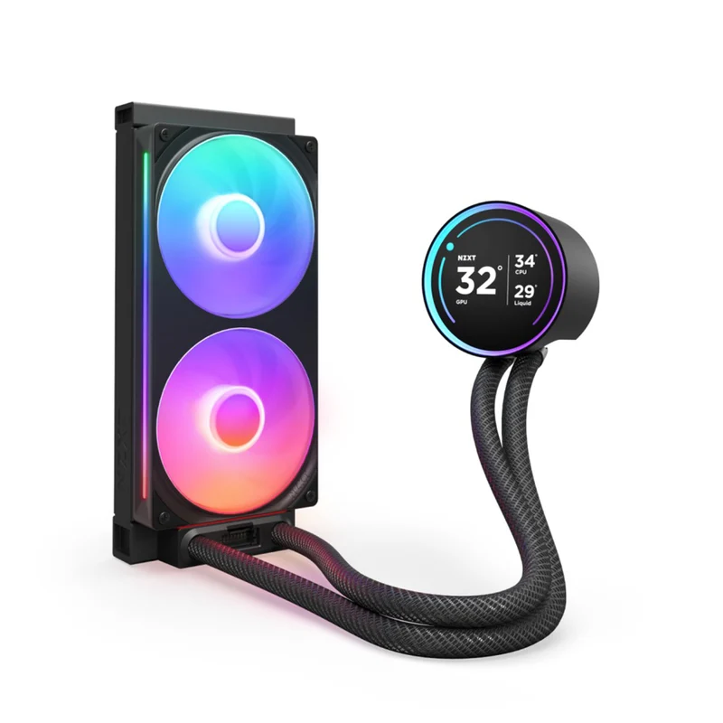 NZXT Kraken Elite 240 RGB 240mm AIO Liquid Cooler with IPS LCD & RGB Core Single-Frame Fan (Black, White) (RL-KR24E-B2, RL-KR24E-W2)
