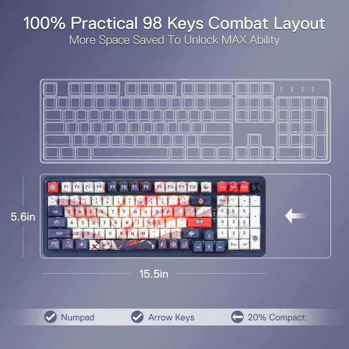 Redragon Eisa Pro SE Anime 3 Modes 98-Key Hot-Swappable RGB Mechanical Keyboard (Hi-Fi Linear Switch) (K686AK-RGB-Pro)
