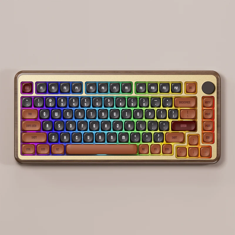 Akko MU02 Autumn Walnut Wood Case Multi-Mode RGB Hot-Swappable Mechanical Keyboard (Akko Rosewood Switch)