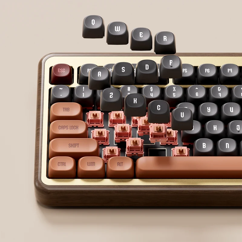 Akko MU02 Autumn Walnut Wood Case Multi-Mode RGB Hot-Swappable Mechanical Keyboard (Akko Rosewood Switch)
