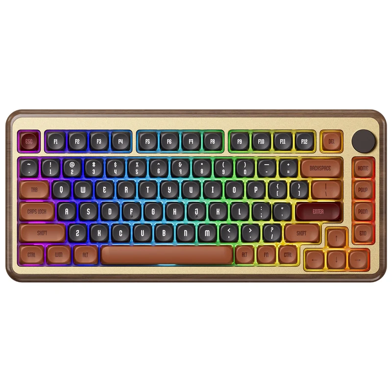 Akko MU02 Autumn Walnut Wood Case Multi-Mode RGB Hot-Swappable Mechanical Keyboard (Akko Rosewood Switch)