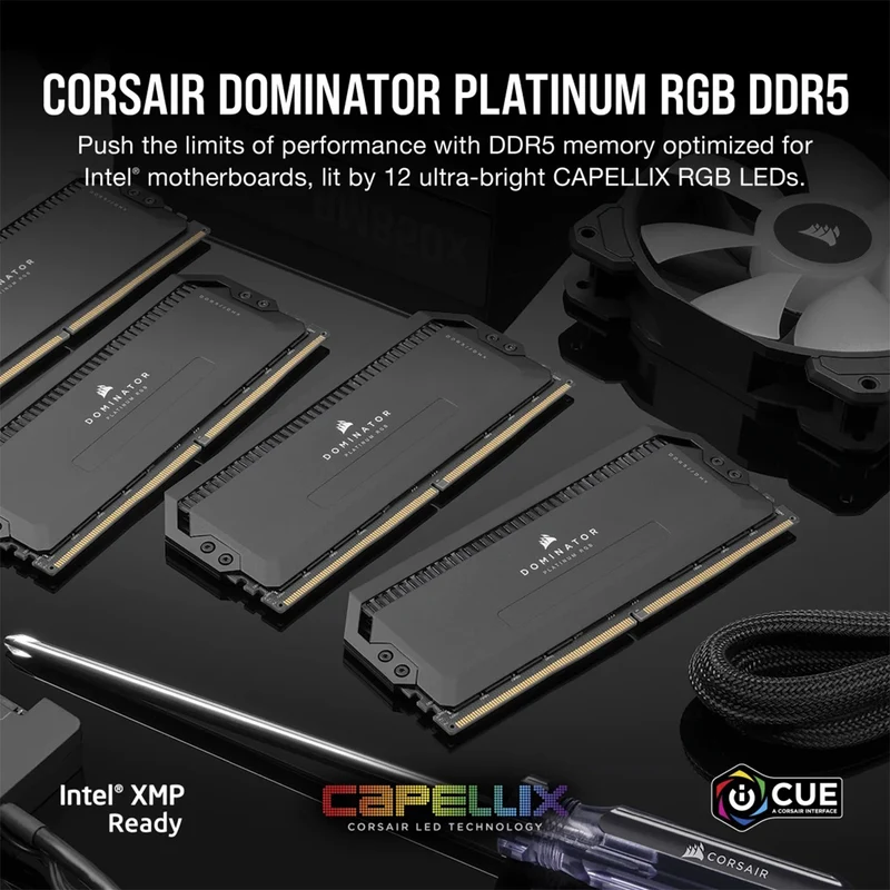 Corsair Dominator Platinum RGB 32GB (2x16GB) DDR5 DRAM 6000Mhz CL30 Memory Kit (Black) (CMT32GX5M2B6000C30)