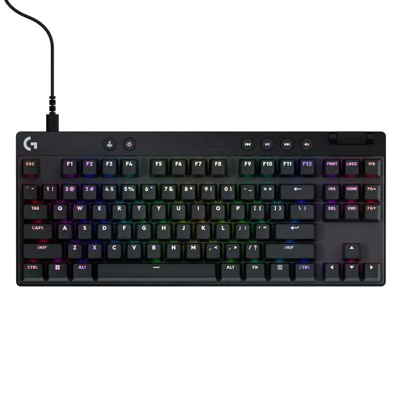 Logitech G Pro X TKL Rapid Wired Gaming Keyboard with Analog Switches (Black, White) (920-013234)