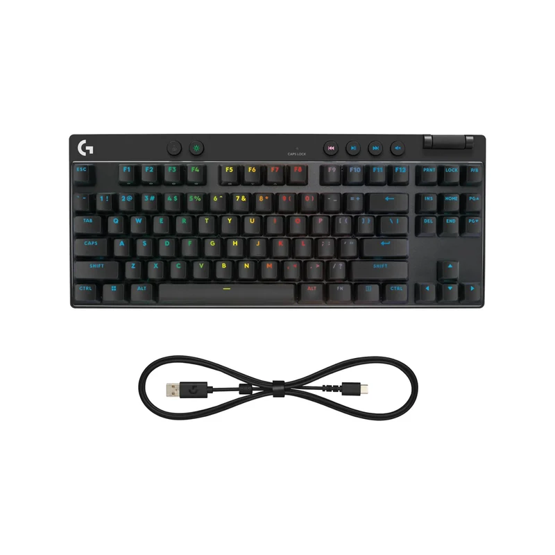 Logitech G Pro X TKL Rapid Wired Gaming Keyboard with Analog Switches (Black, White) (920-013234)