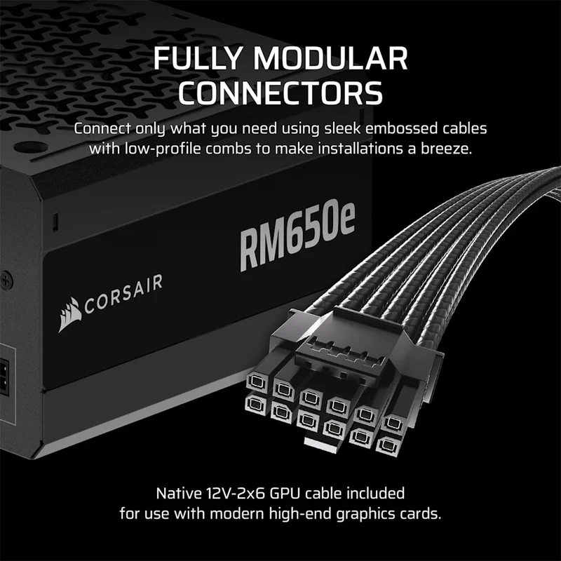 Corsair RMe Series RM650e 650W Fully Modular Low-Noise ATX Power Supply (CP-9020302-NA)