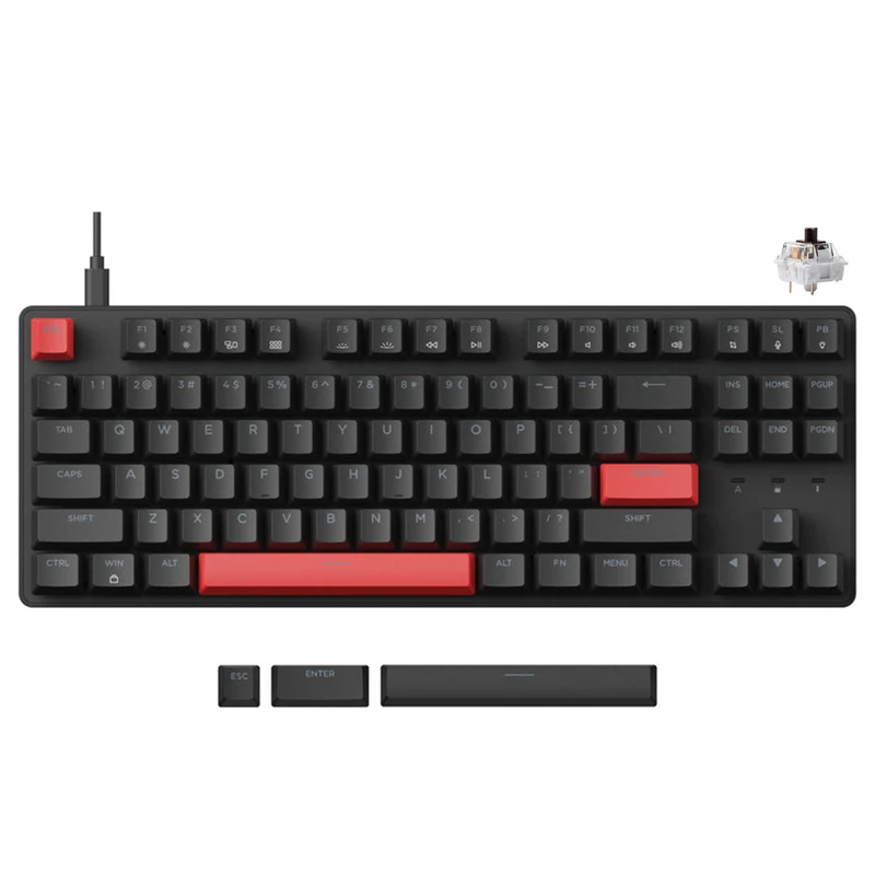 Keychron Lemokey X1 QMK/VIA Red Backlight TKL Wired Mechanical Gaming Keyboard (Brown Switch) (X1-A3)