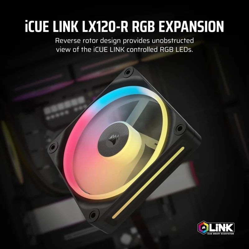 Corsair iCue Link LX120-R RGB 120mm PWM Reverse Single Expansion Fan Kit (Black, White)