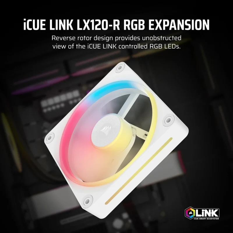 Corsair iCue Link LX120-R RGB 120mm PWM Reverse Single Expansion Fan Kit (Black, White)