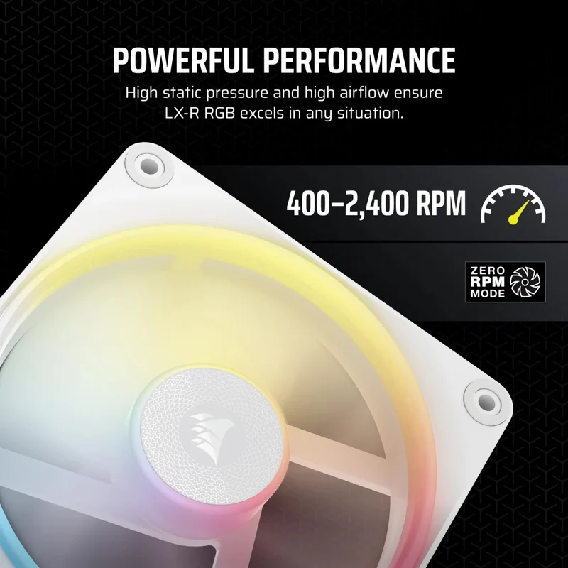 Corsair iCue Link LX120-R RGB 120mm PWM Reverse Single Expansion Fan Kit (Black, White)