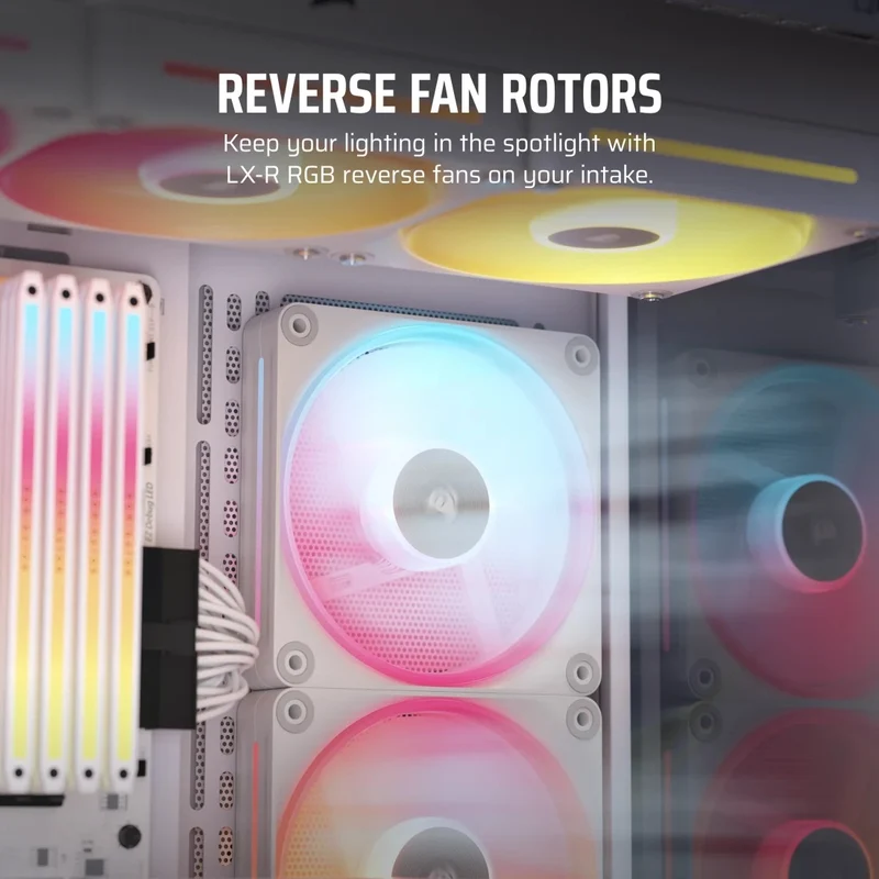Corsair iCue Link LX120-R RGB 120mm PWM Reverse Single Expansion Fan Kit (Black, White)