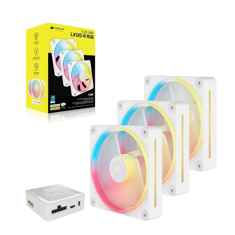 Corsair iCue Link LX120-R RGB 120mm PWM Reverse Triple Fan Kit (Black, White) (CO-9051050-WW, CO-9051054-WW)