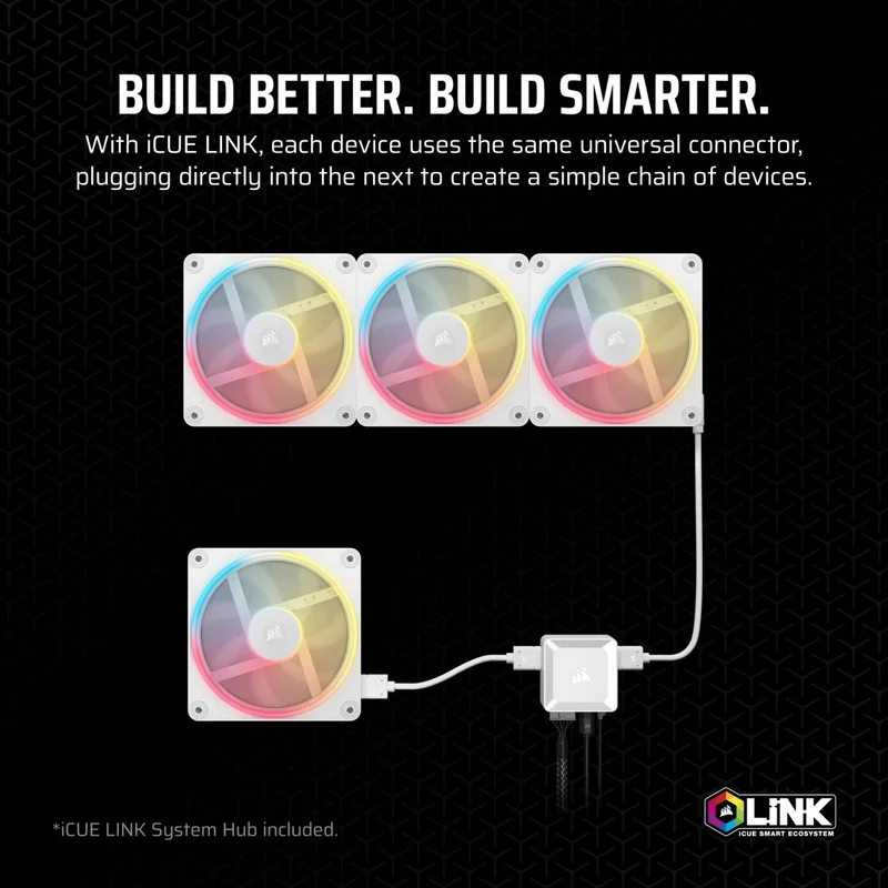 Corsair iCue Link LX120-R RGB 120mm PWM Reverse Triple Fan Kit (Black, White) (CO-9051050-WW, CO-9051054-WW)