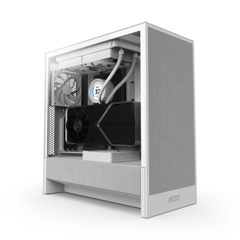 NZXT H5 Flow Compact ATX Mid-Tower Airflow Case (Black, White) (CC-H52FB-01, CC-H52FW-01)