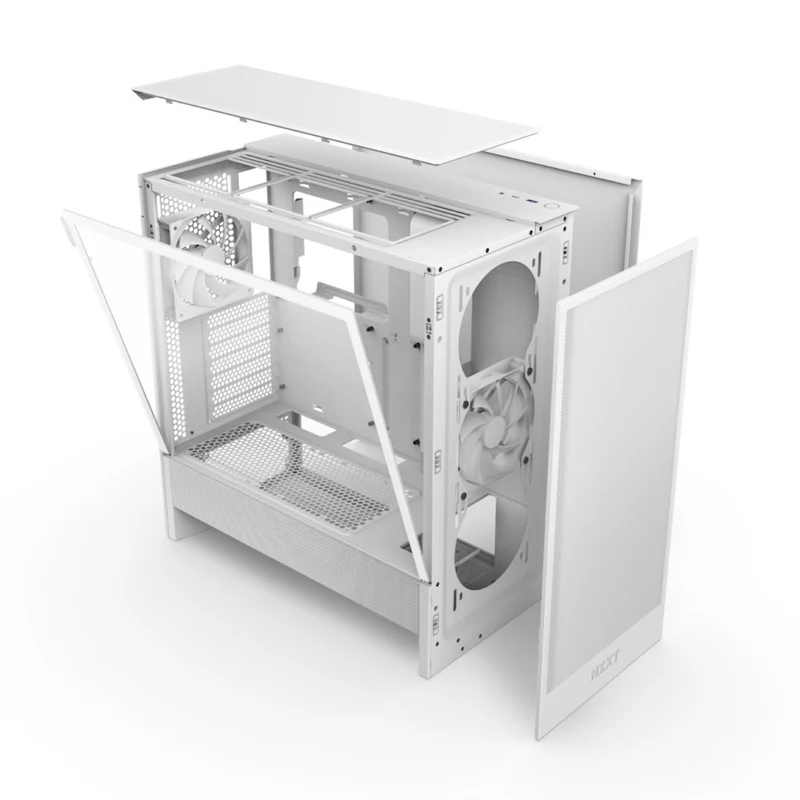 NZXT H5 Flow Compact ATX Mid-Tower Airflow Case (Black, White) (CC-H52FB-01, CC-H52FW-01)