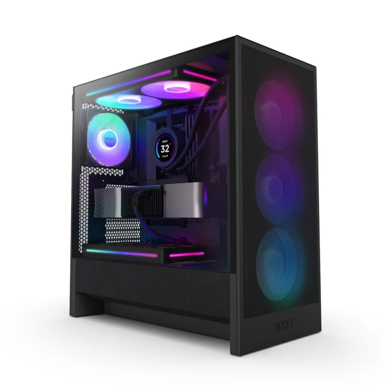NZXT H5 Flow RGB (2024) Compact ATX Mid-Tower Airflow Case with RGB Fans (Black, White) (CC-H52FB-R1, CC-H52FW-R1)
