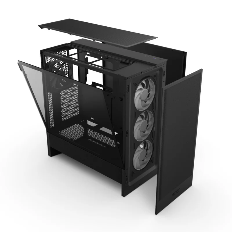 NZXT H5 Flow RGB (2024) Compact ATX Mid-Tower Airflow Case with RGB Fans (Black, White) (CC-H52FB-R1, CC-H52FW-R1)