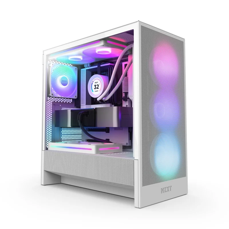 NZXT H5 Flow RGB (2024) Compact ATX Mid-Tower Airflow Case with RGB Fans (Black, White) (CC-H52FB-R1, CC-H52FW-R1)