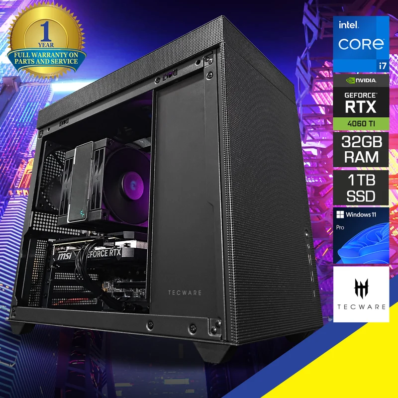 Aurora Fusion 2 Black Desktop Gaming PC | Intel i7 12700F | 32GB RAM | 1TB SSD | RTX 4060 Ti | Windows 11 Pro