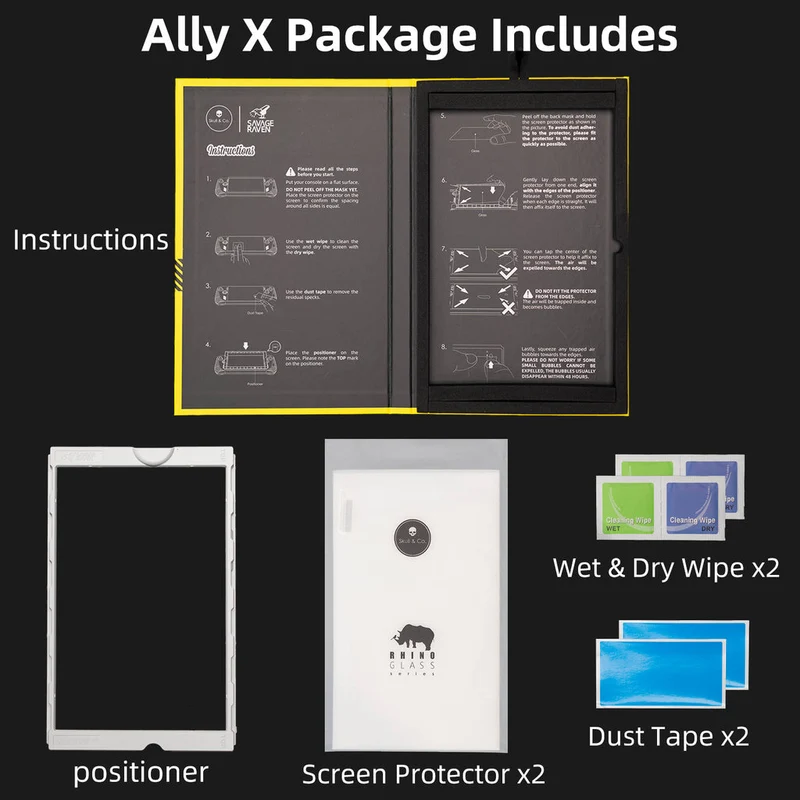 Skull & Co. Tempered Glass Screen Protector 9H Hardness / 2.5D Curved Edge Anti-Glare Matte Finish with Positioner for ROG Ally X (ALSP2-P-M)