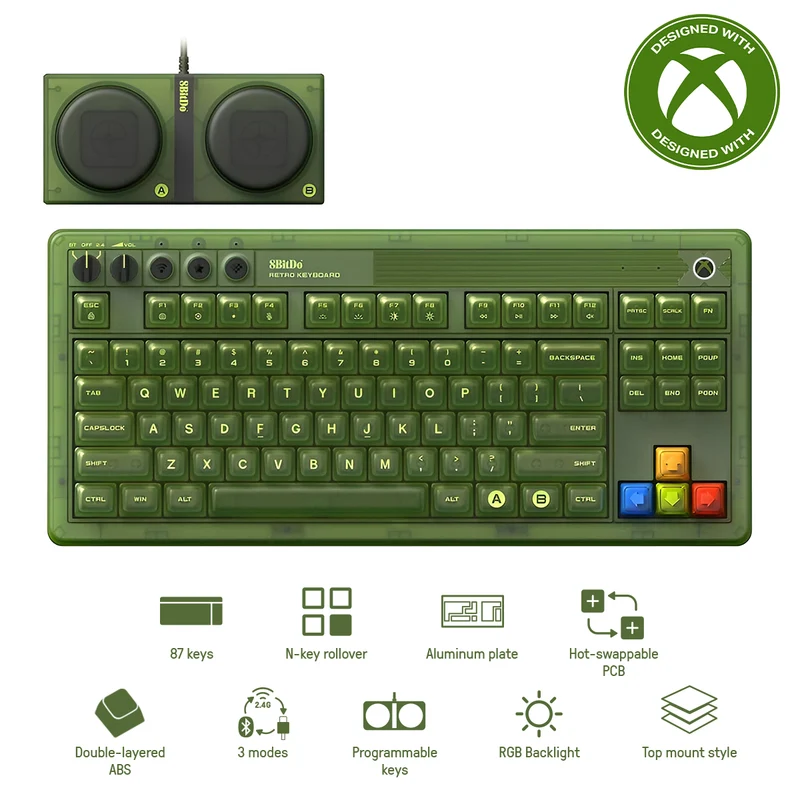 8Bitdo Retro 87 Mechanical Keyboard Xbox Edition (85HD)