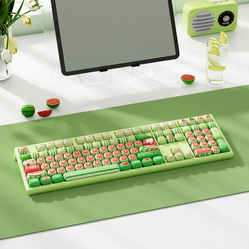 Akko x MonsGeek MG108B Watermelon Multi-Mode RGB Hot-Swappable Mechanical Keyboard (Akko V3 Piano Pro Switch)