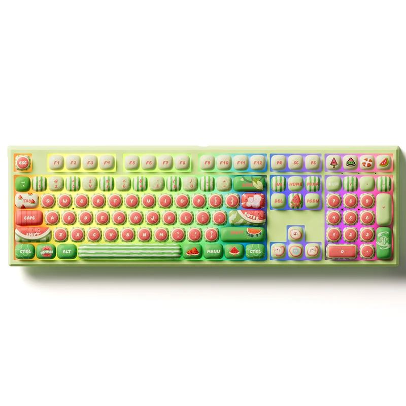 Akko x MonsGeek MG108B Watermelon Multi-Mode RGB Hot-Swappable Mechanical Keyboard (Akko V3 Piano Pro Switch)