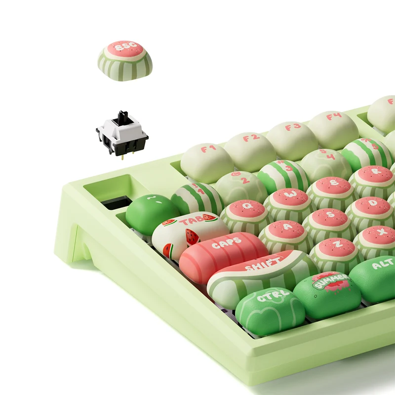 Akko x MonsGeek MG108B Watermelon Multi-Mode RGB Hot-Swappable Mechanical Keyboard (Akko V3 Piano Pro Switch)