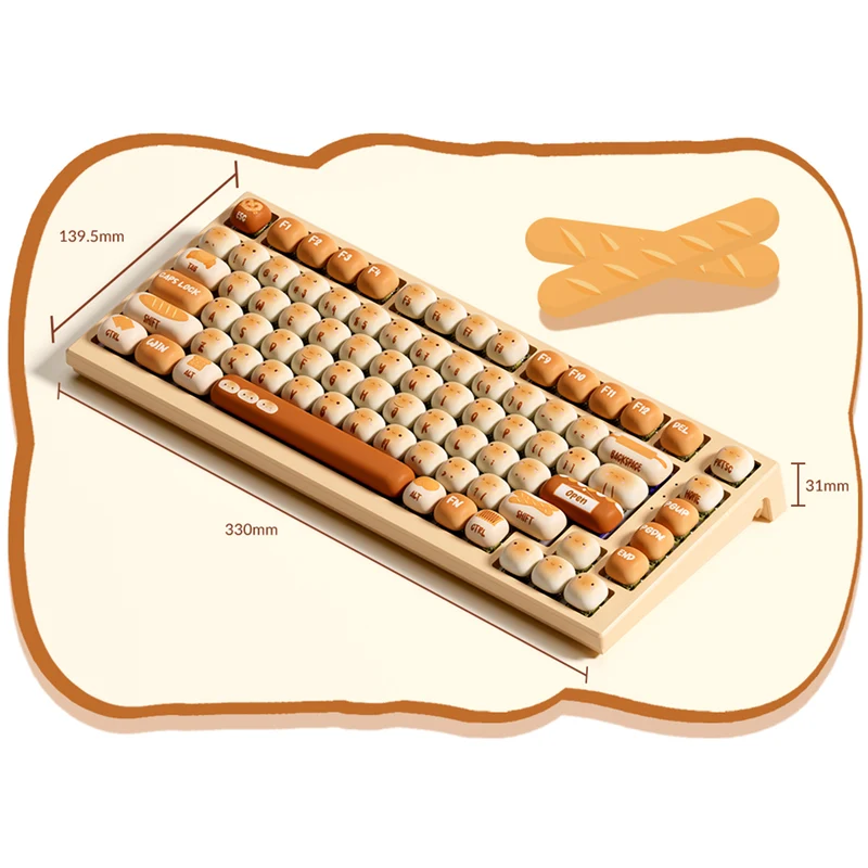 Akko x MonsGeek MG75W Bun Wonderland Dual-Mode Hot-Swappable Mechanical Keyboard (Akko V3 Piano Pro Switch, Akko Creamy Cyan Switch)
