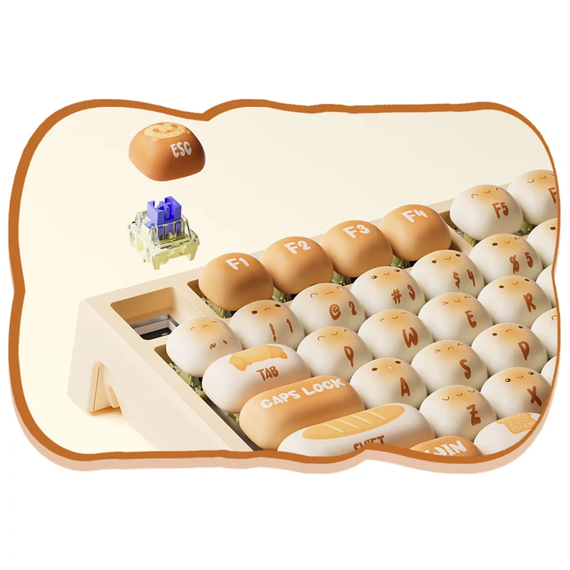 Akko x MonsGeek MG75W Bun Wonderland Dual-Mode Hot-Swappable Mechanical Keyboard (Akko V3 Piano Pro Switch, Akko Creamy Cyan Switch)